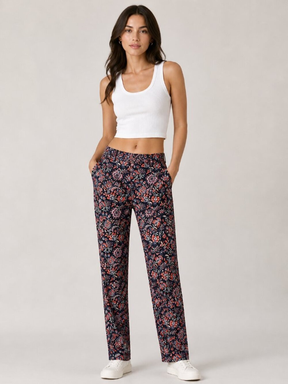 Pendleton Womens Floral Straight Leg Pants Size 10 Navy Pink Paisley